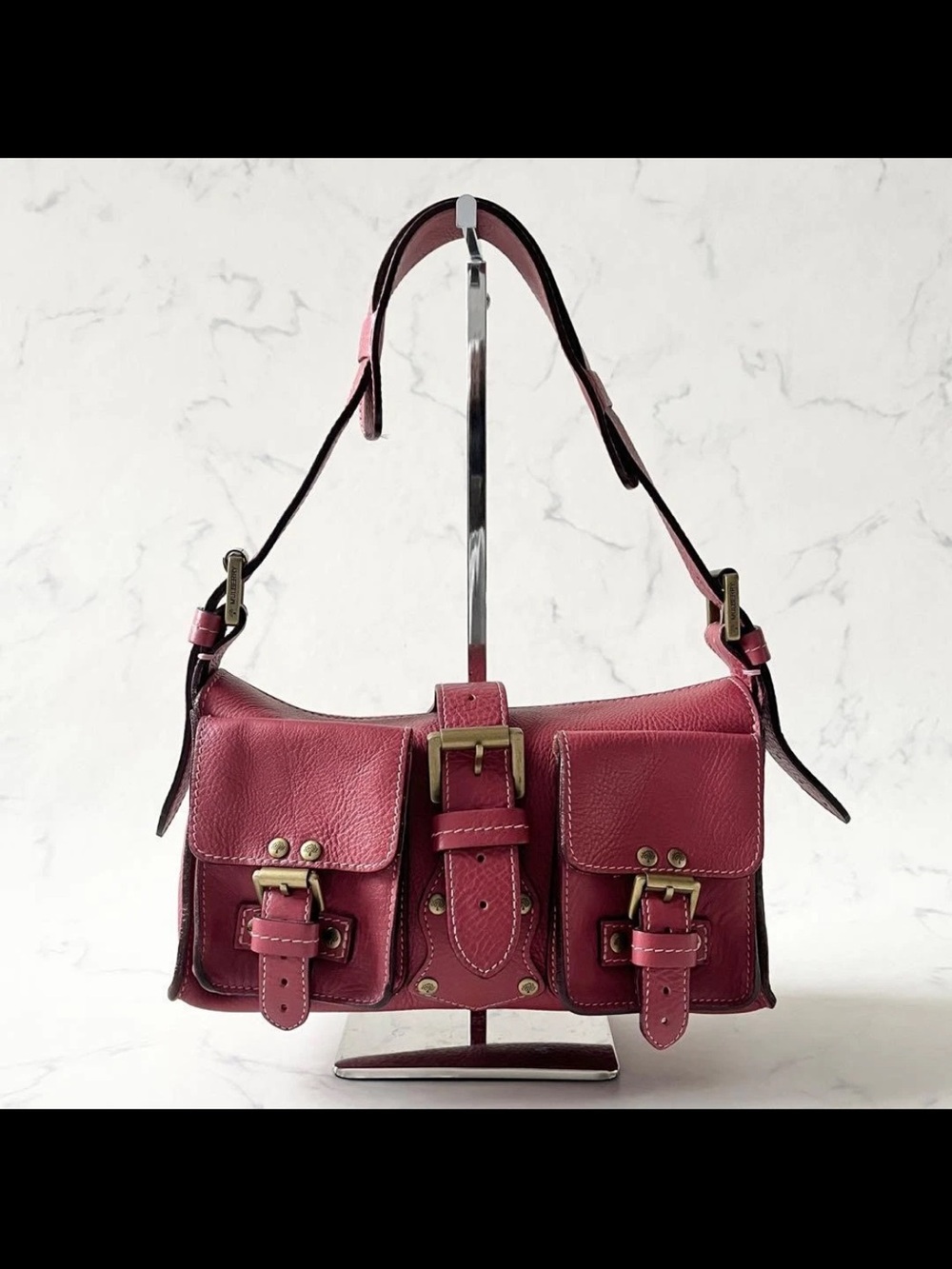 Mulberry Berry-Pink Double Pocket Shoulder Bag